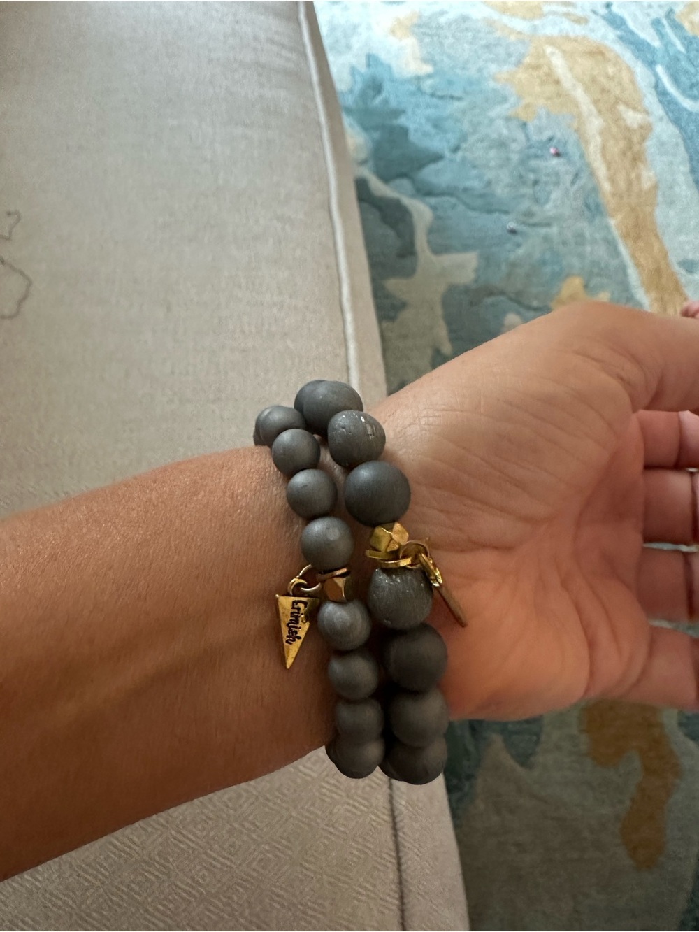 Erimish Gray and Purple Druzy Beaded Stretch Bracelet Set very rare set - Picture 2 of 3
